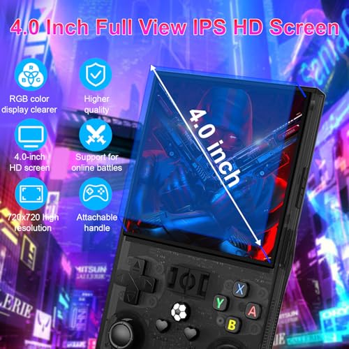 Retro Handheld Game Console, 4-inch IPS Screen, 64GB TF Card, Black Z4685