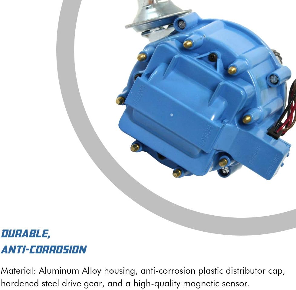 HEI Ignition Distributor for Small Block Ford 351W 5.8L 8 Cylinder with Blue Cap Pack of 2 Y726352