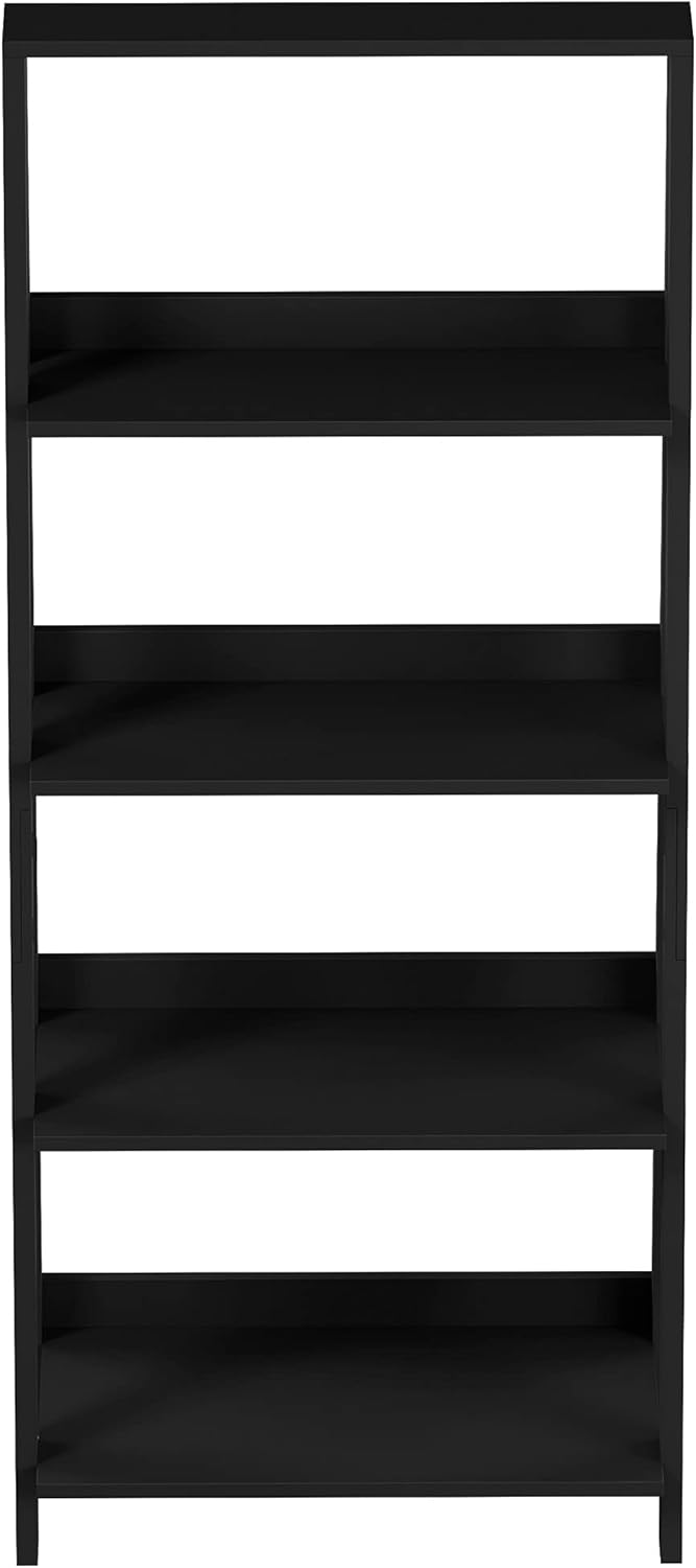 Black 4-Tier Wooden Ladder Bookshelf C62171