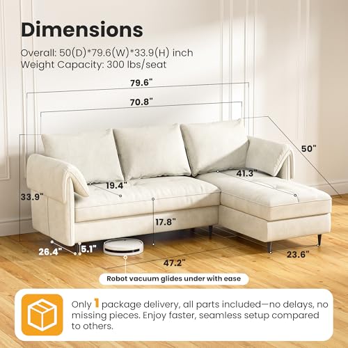 Small Beige L-Shaped Sectional Couch with Storage N7805