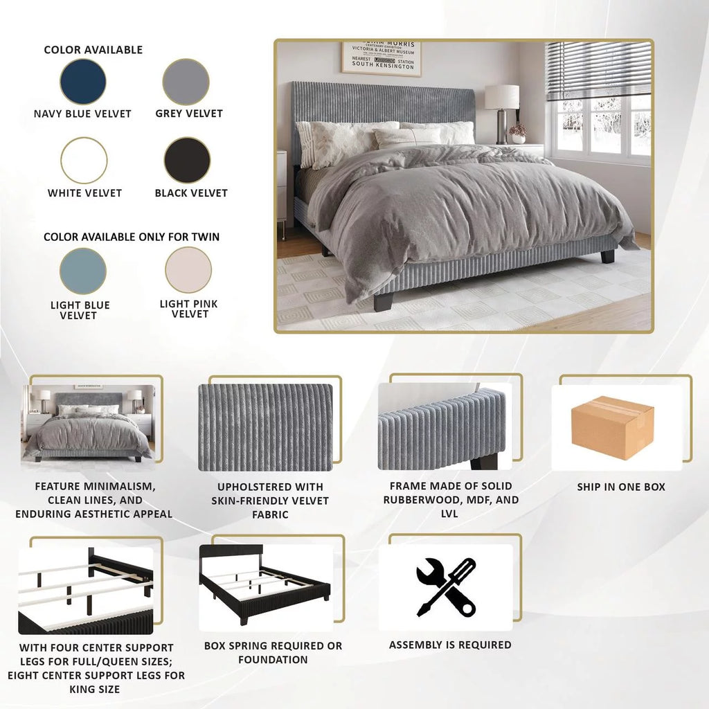 Black Velvet Upholstered Full Bed U622116
