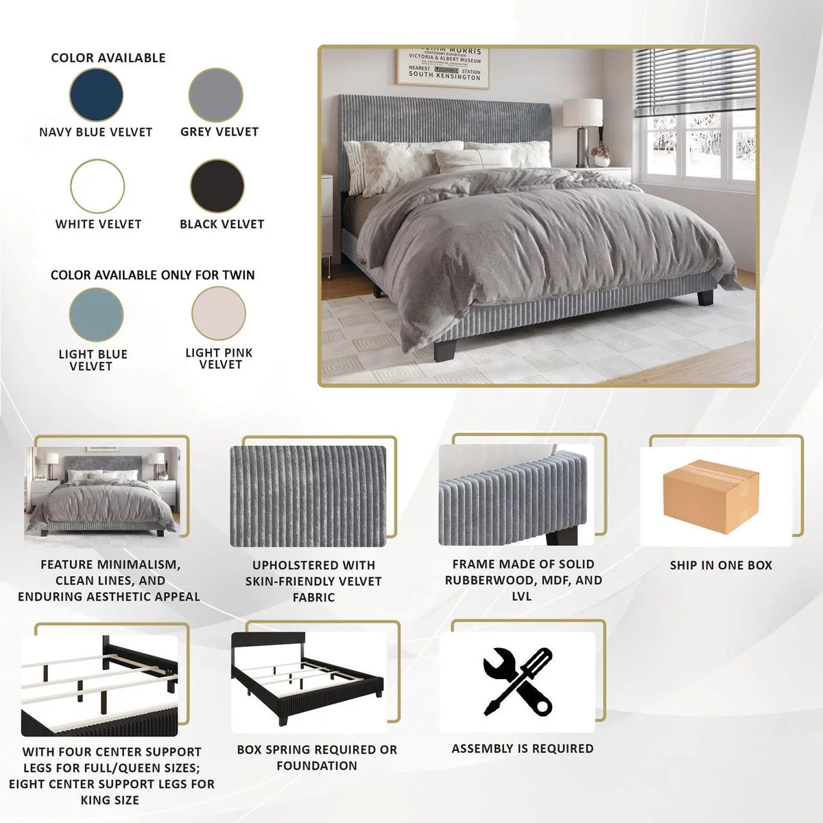 Black Velvet Upholstered Full Bed U622116