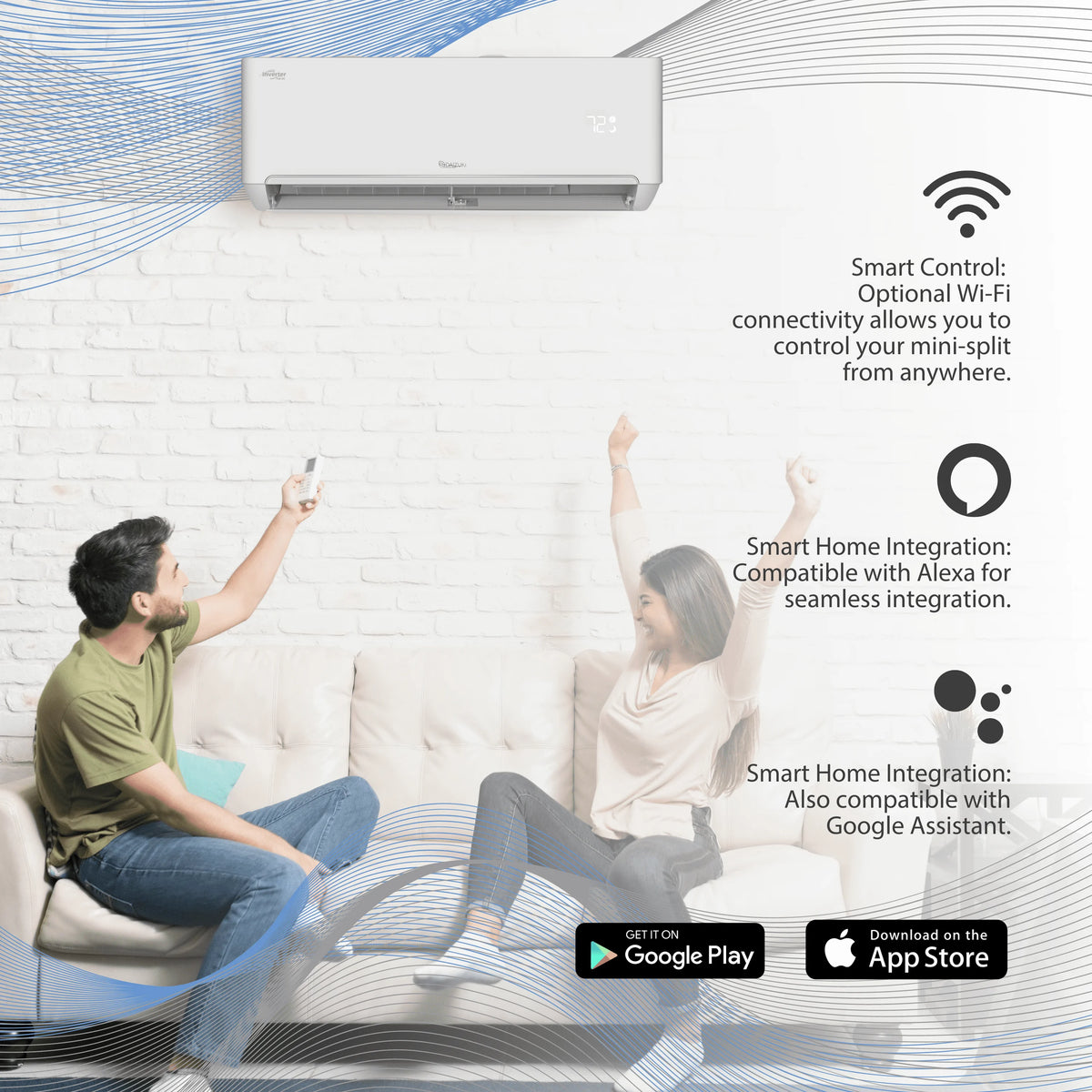 12,000 BTU 22 SEER2 Ductless Mini-Split Inverter Air Conditioner Heat Pump Full Set 110V E2918