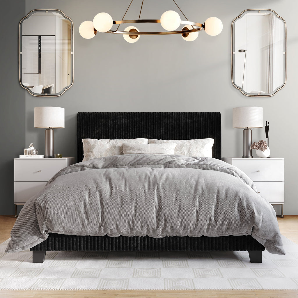 Black Velvet Upholstered Full Bed U622116