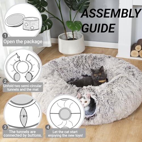 White Plush Collapsible Cat Dog Tunnel Bed G3142