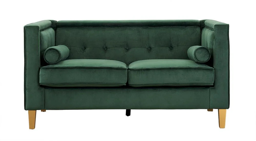 Green Loveseat with Solid Wood Legs R631