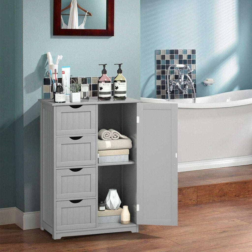 Grey Freestanding Bathroom Floor Cabinet with 4 Drawer A564214