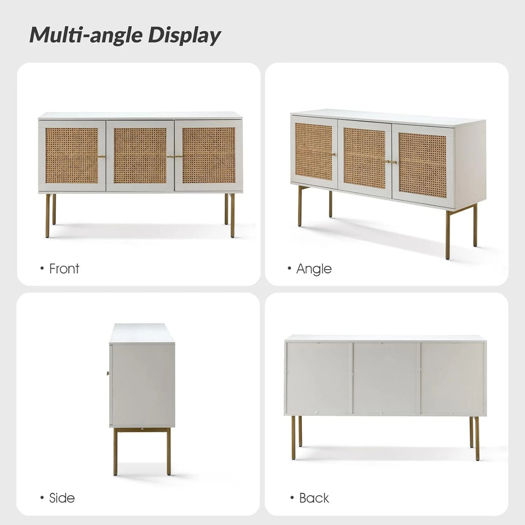 White 3 Door Sideboard Buffet Cabinet with Adjustable Shelves K185572