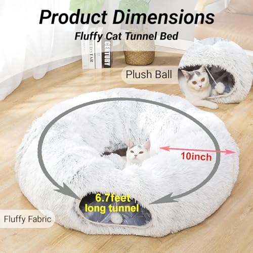 White Plush Collapsible Cat Dog Tunnel Bed G3142