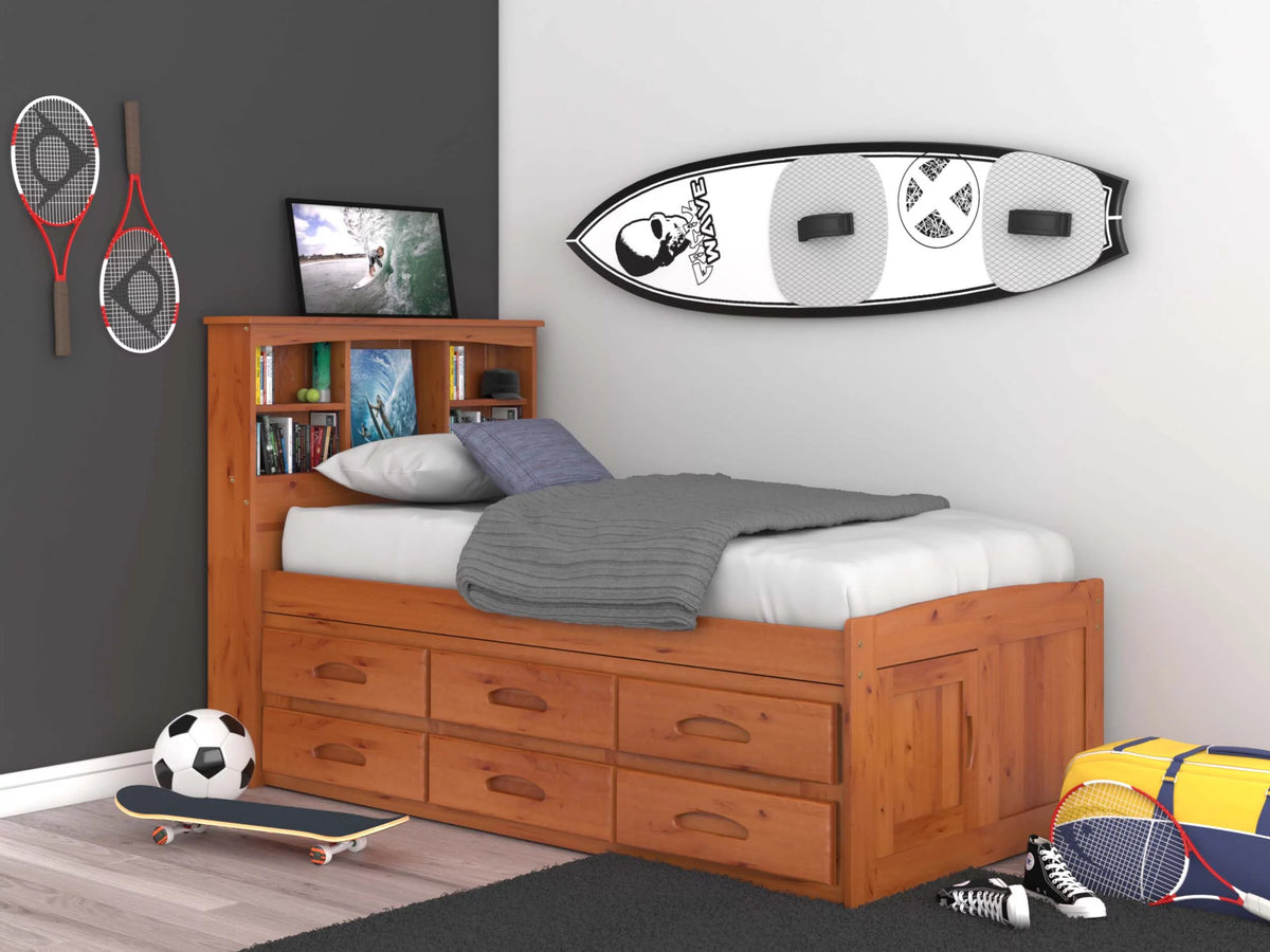Twin Bookcase Bed with 12 Drawers W6335