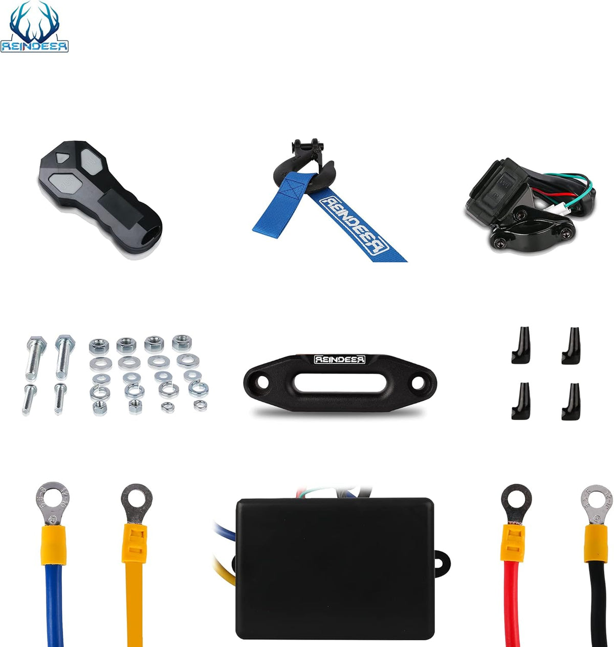 12V 3500 lb Electric Winch Kit Synthetic Rope with Hawse Fairlead Waterproof IP67 Wireless Remotes G633005