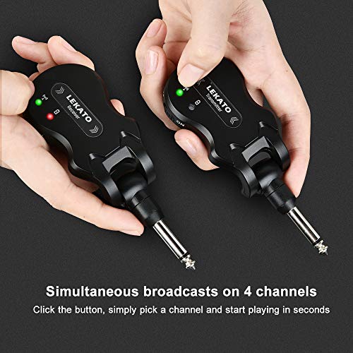 Black 5.8 Wireless Guitar Transmitter Receiver 4 Channels Q40351