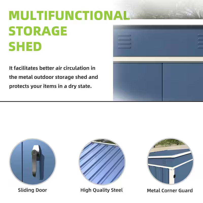 Blue Metal Outdoor Storage Shed S6791