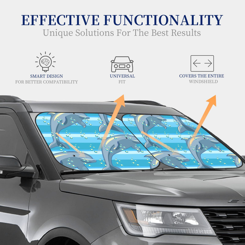 Dolphin Windshield Sun Shade 2-Piece Car Front Window Sunshade G316