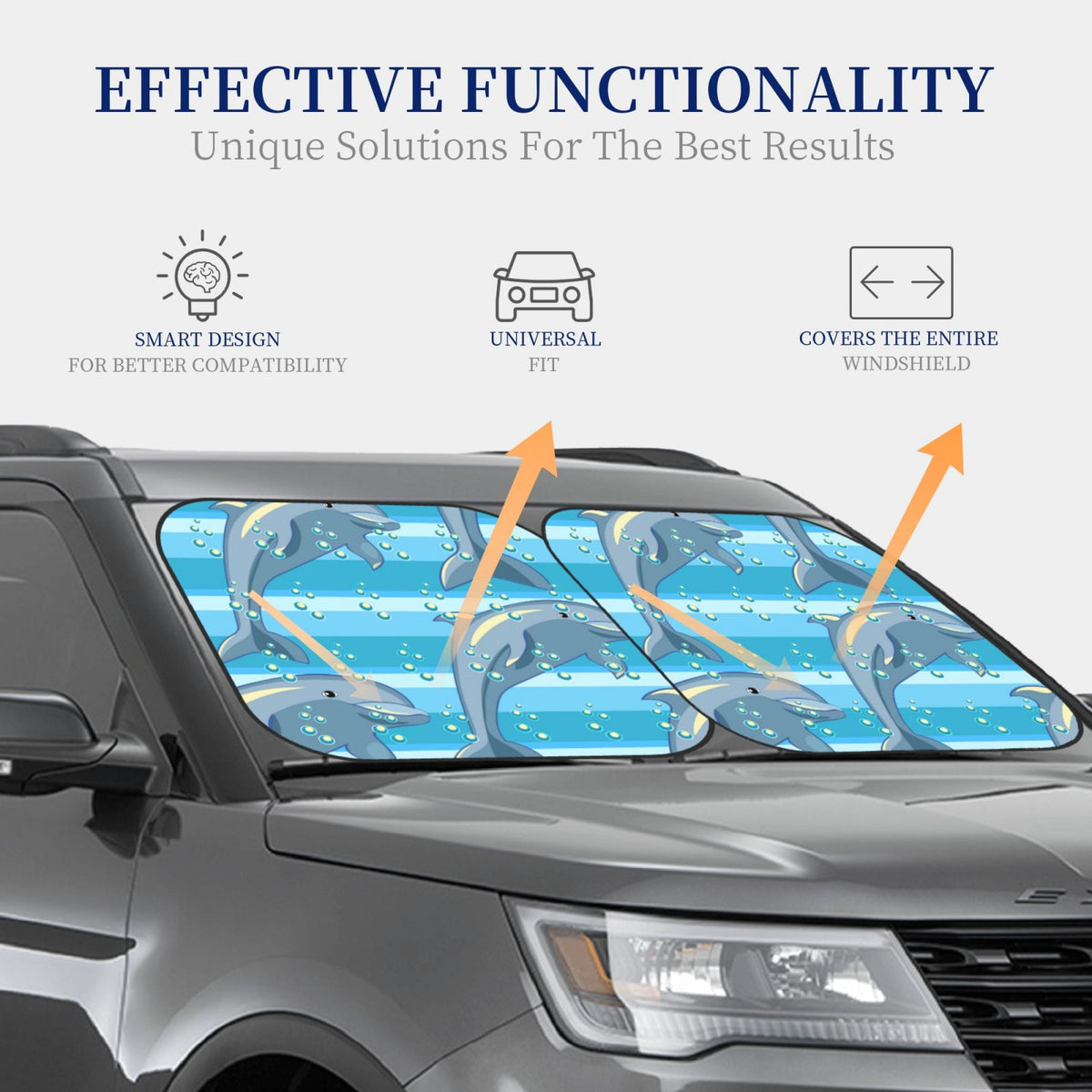 Dolphin Windshield Sun Shade 2-Piece Car Front Window Sunshade G316