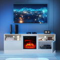 White TV Stand with Fireplace K413