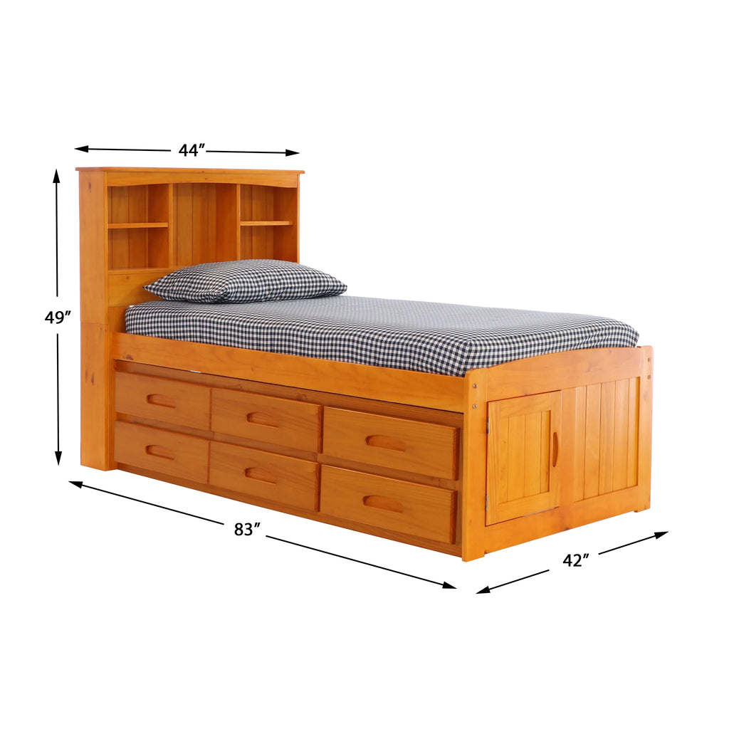 Twin Bookcase Bed with 12 Drawers W6335