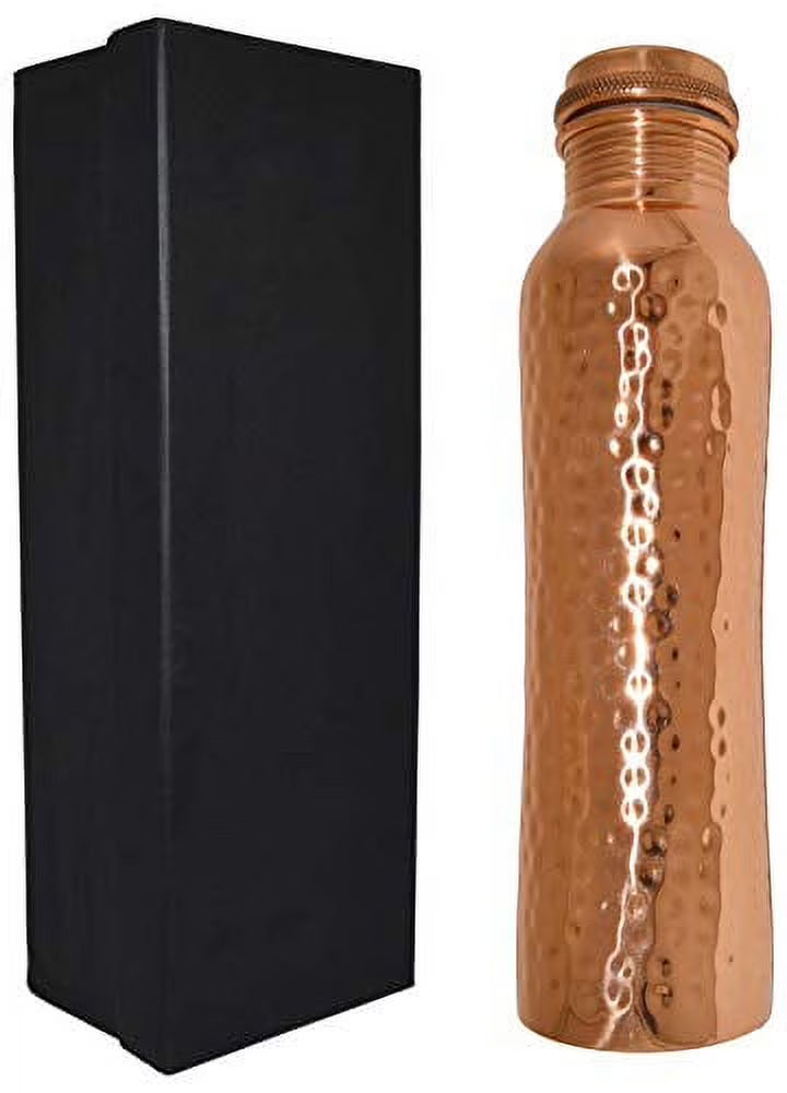 30 Ounce Hammered Copper Water Bottle with Screw-On Cap D1212