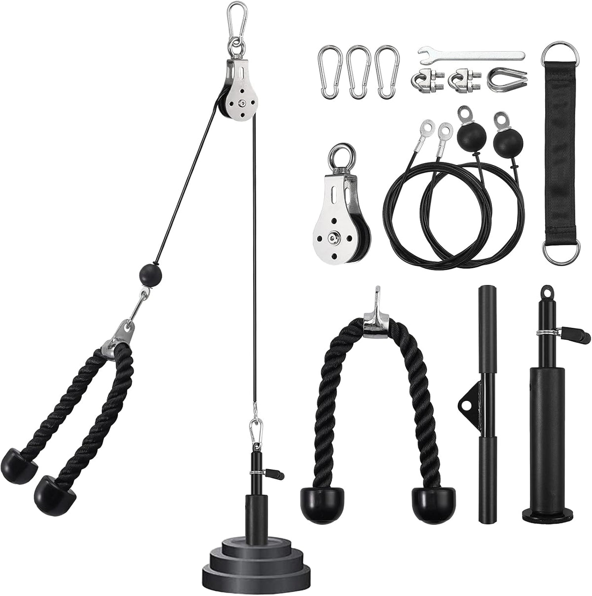 Fitness Pulley System with Tricep Rope, LAT Pull Down Bar L81642