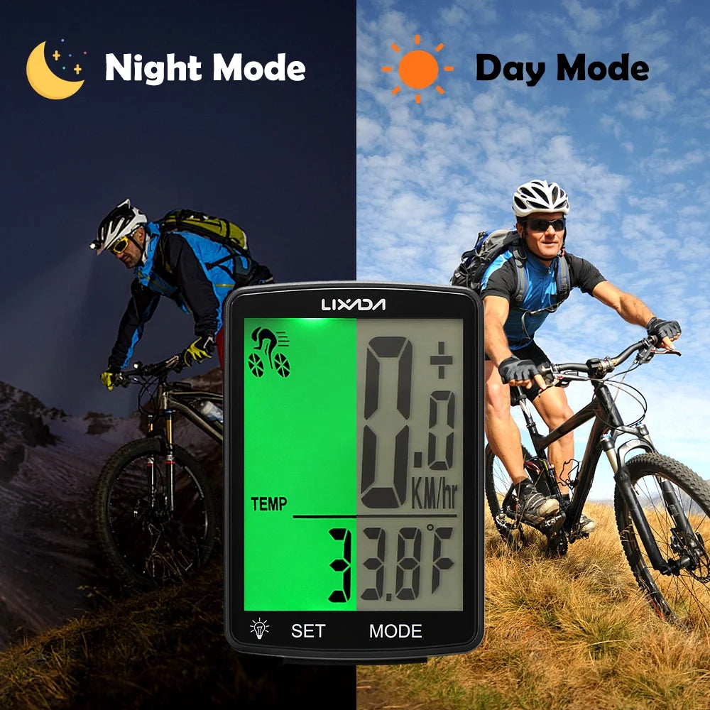 Wireless Bike Computer with LCD Screen Speedometer Odometer R91059