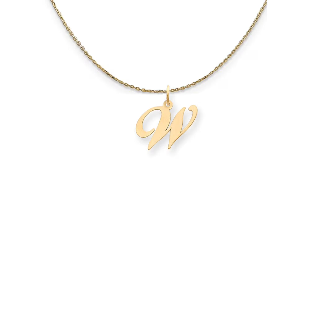 14k Yellow Gold Small Script Initial W Necklace G41461