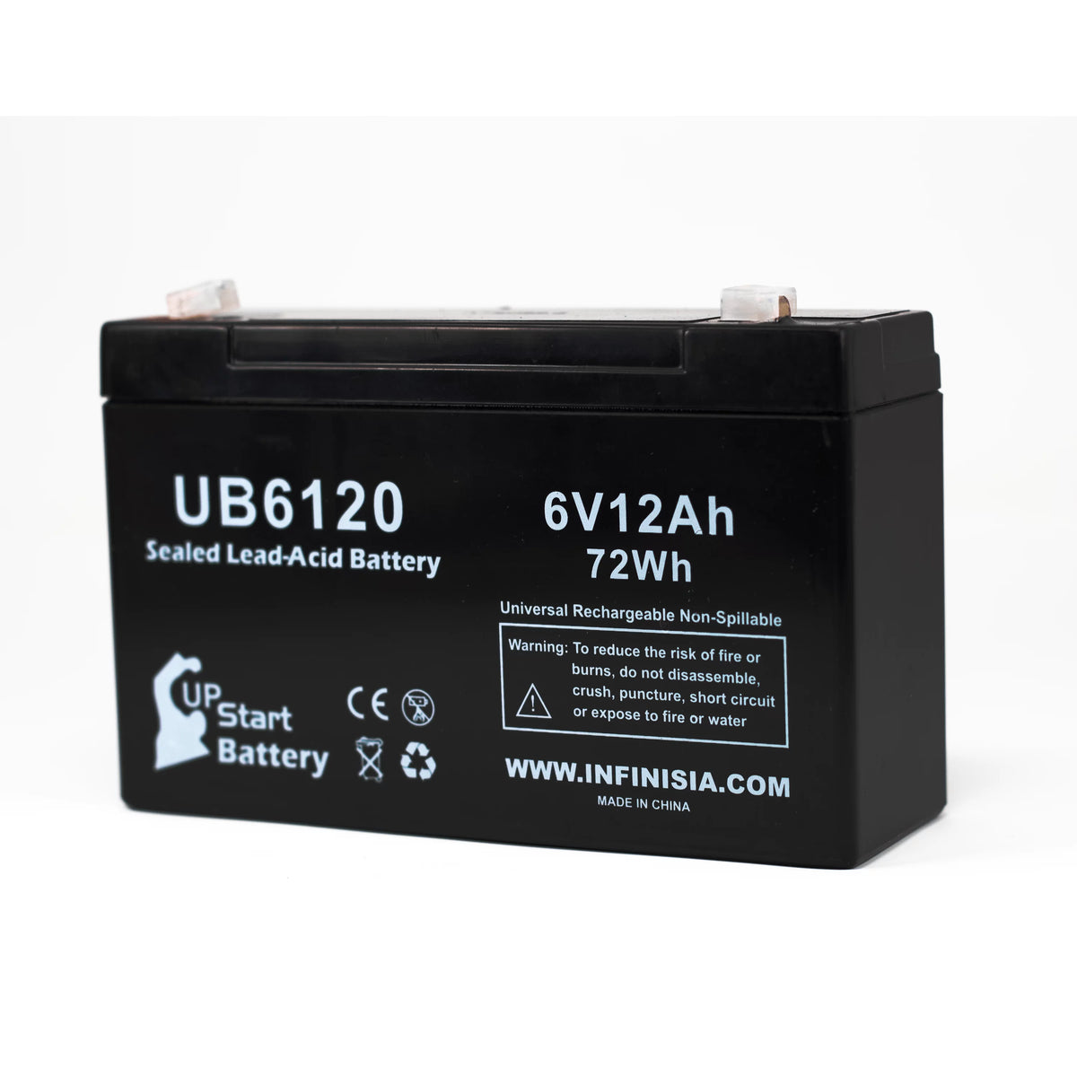 2x Pack 6V 12Ah Sealed Lead Acid Battery with F1 to F2 Terminal Adapters P720