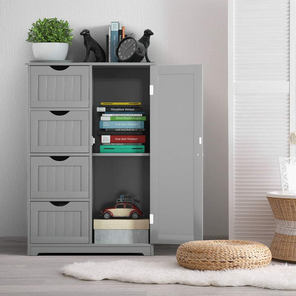 Grey Freestanding Bathroom Floor Cabinet with 4 Drawer A564214