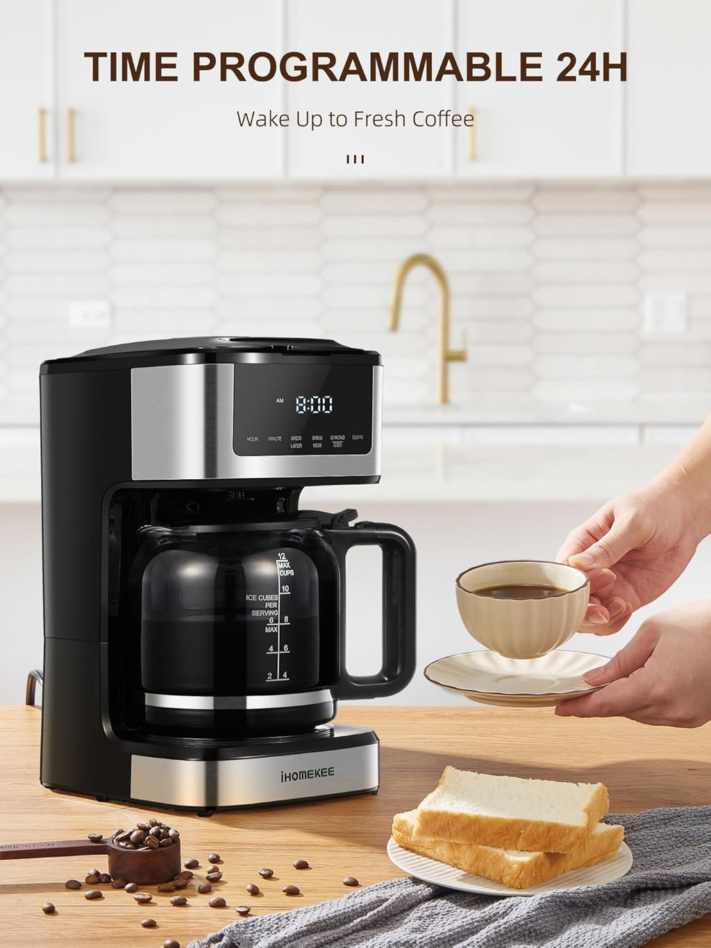 12 Cup Programmable Drip Coffee Maker with Iced Coffee Function O300495