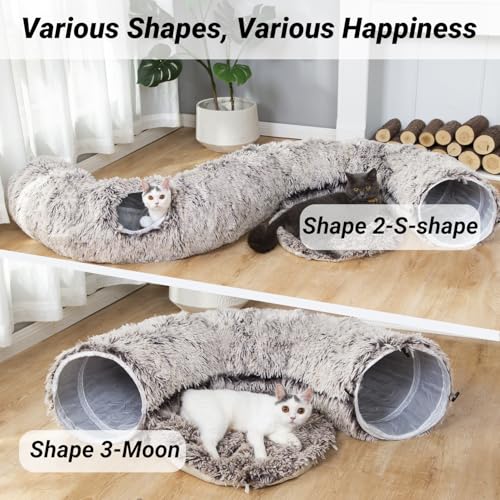 White Plush Collapsible Cat Dog Tunnel Bed G3142