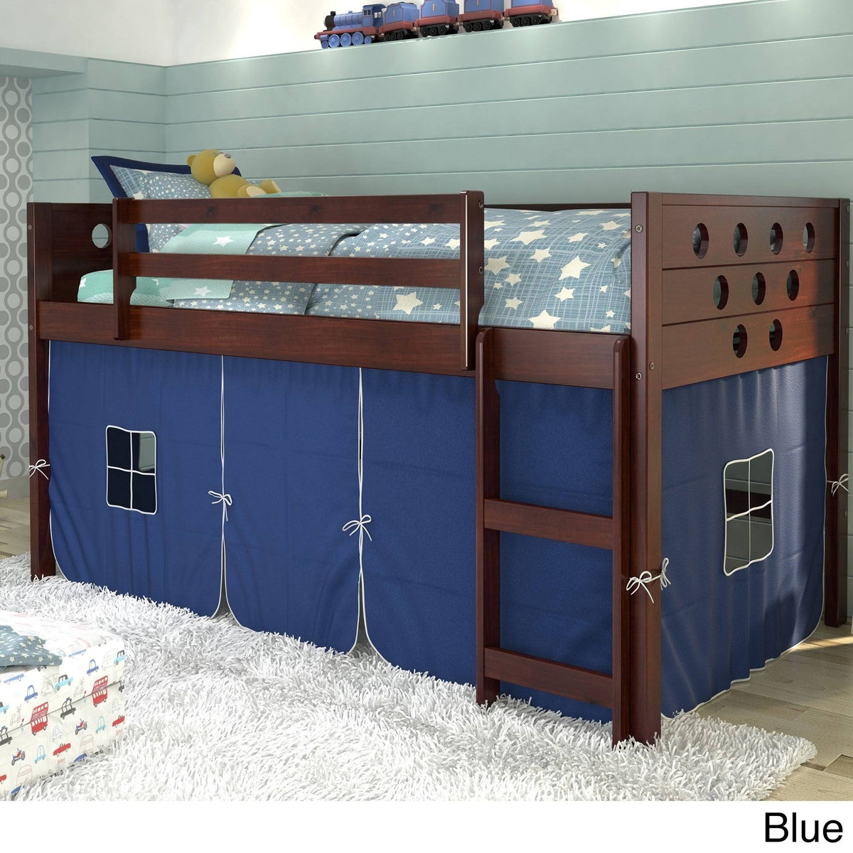 Blue Tent Twin Low Loft Bed E827