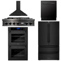 36 Rangetop Range Hood Refrigerator Dishwasher Double Wall Oven in Black Stainless W574864