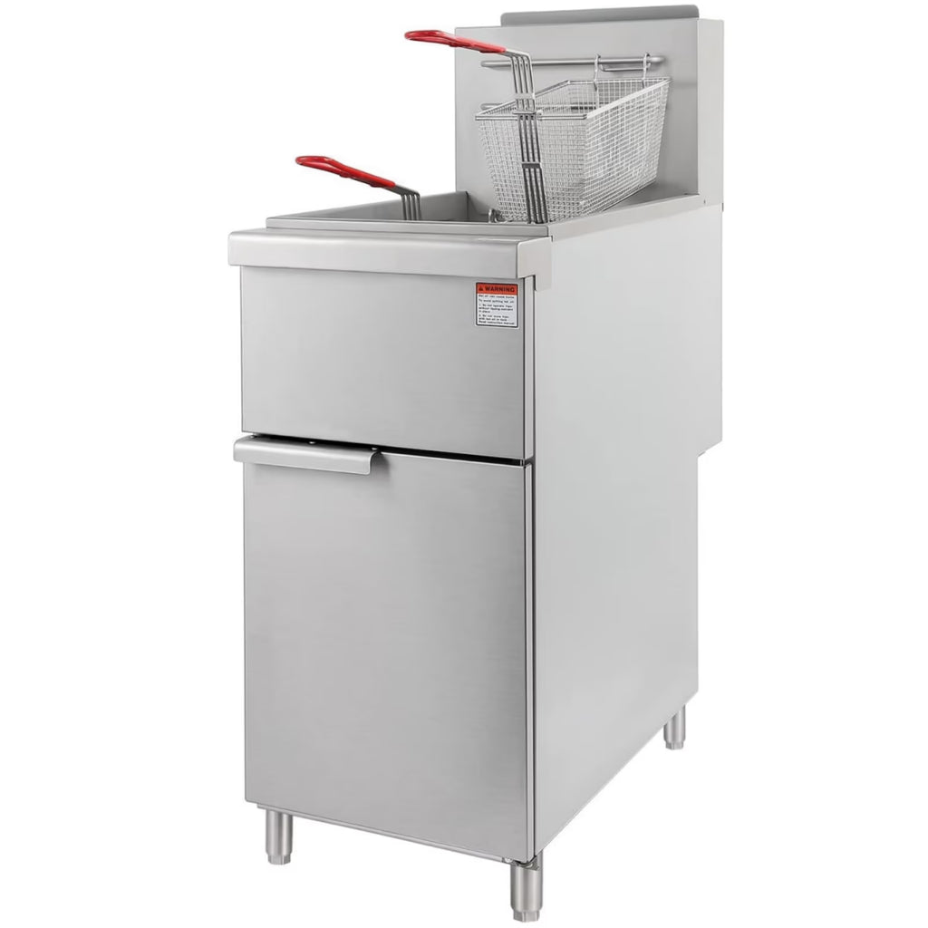Commercial Gas Floor Fryer with 2 Baskets, 4 Tube Burners, 40 LB Capacity Stainless Steel C6766