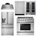 36 Gas Range, Range Hood, Refrigerator with Water and Ice Dispenser, Dishwasher, Wine Cooler S87875
