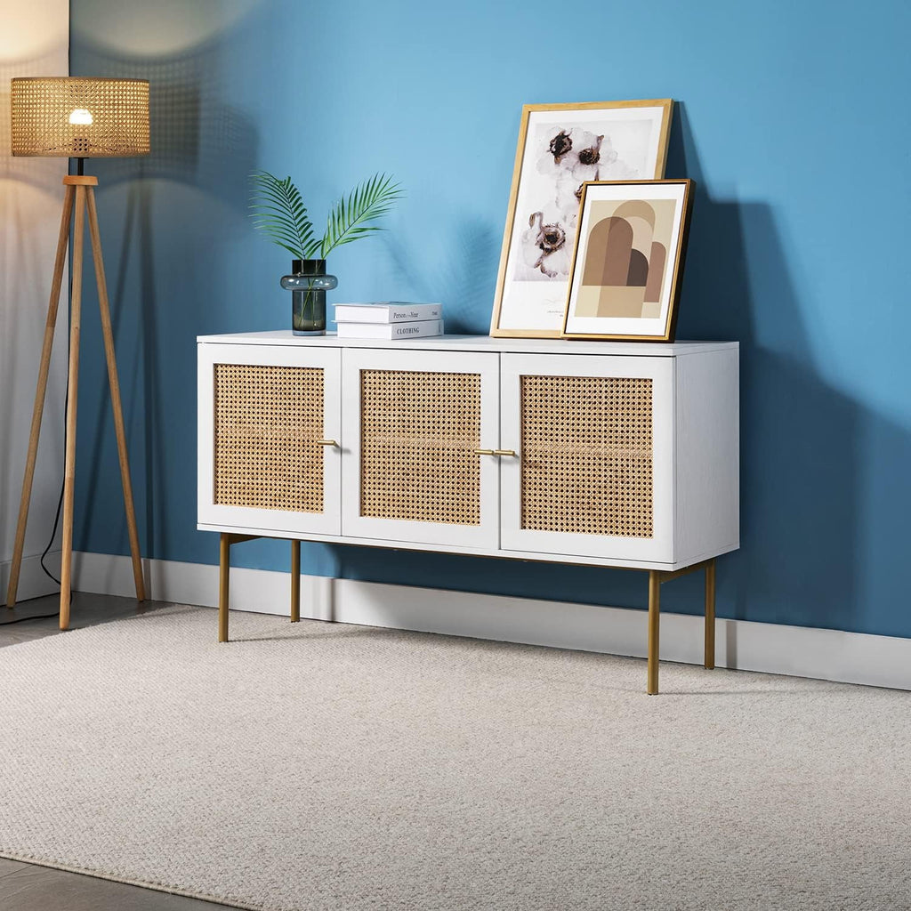 White 3 Door Sideboard Buffet Cabinet with Adjustable Shelves K185572