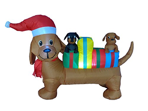 Lighted Christmas Inflatable Three Dogs Puppies with Multicolor Gift Boxes LED Lights Outdoor Lawn Decor H931810