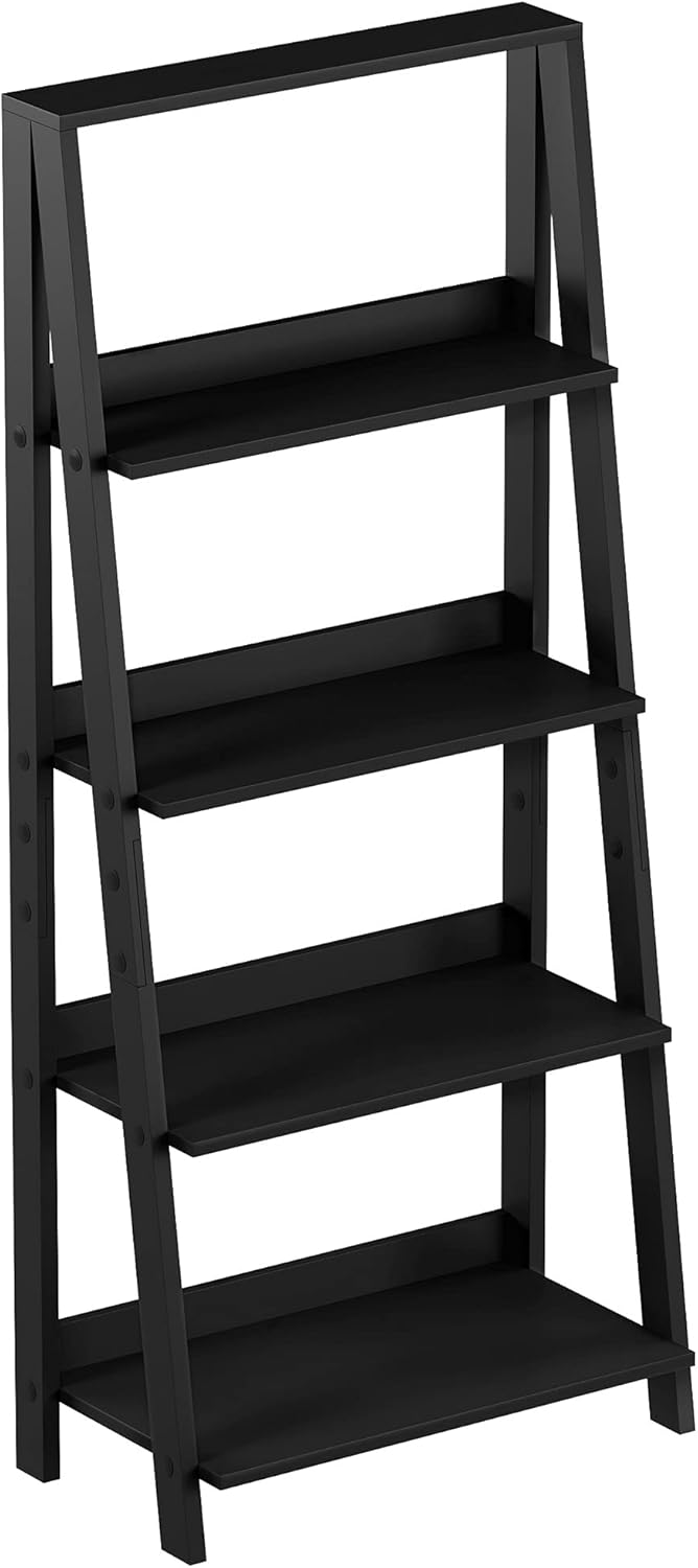 Black 4-Tier Wooden Ladder Bookshelf C62171