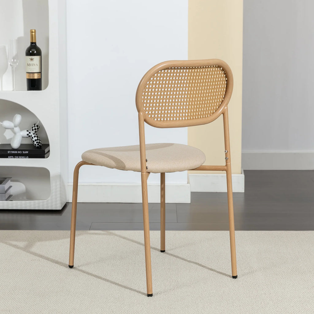 Set of 4 Boho Dining Chairs with Rattan Back P702