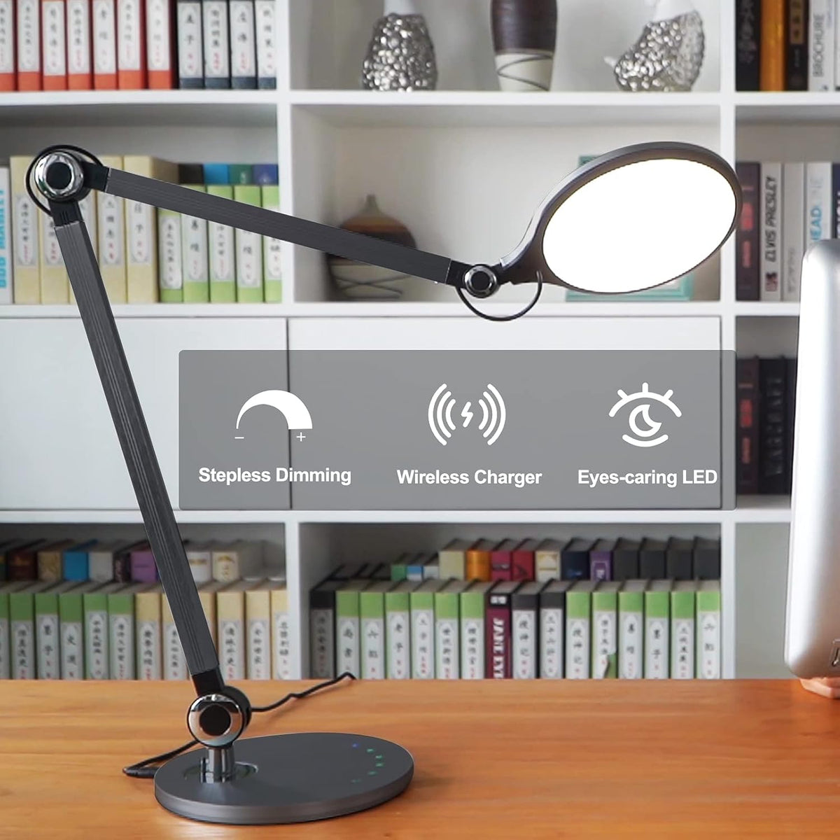 Desk Lamp with Wireless Charger & Adjustable Swing Arm, Touch Control I7683