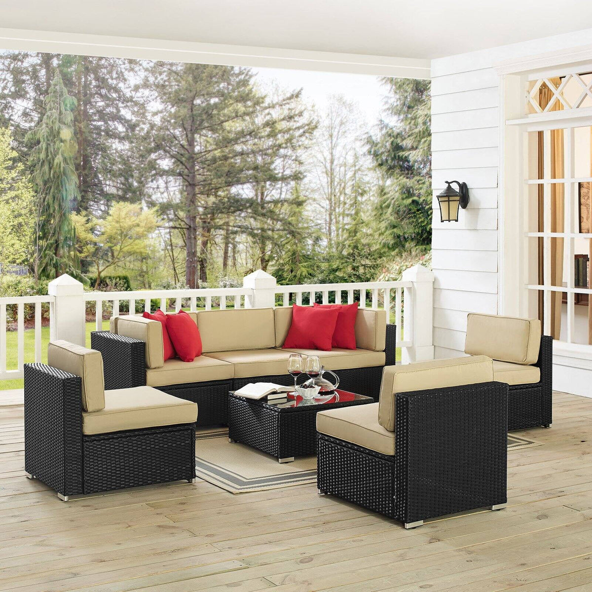 Brown 7 Piece Patio Sectional Set R350