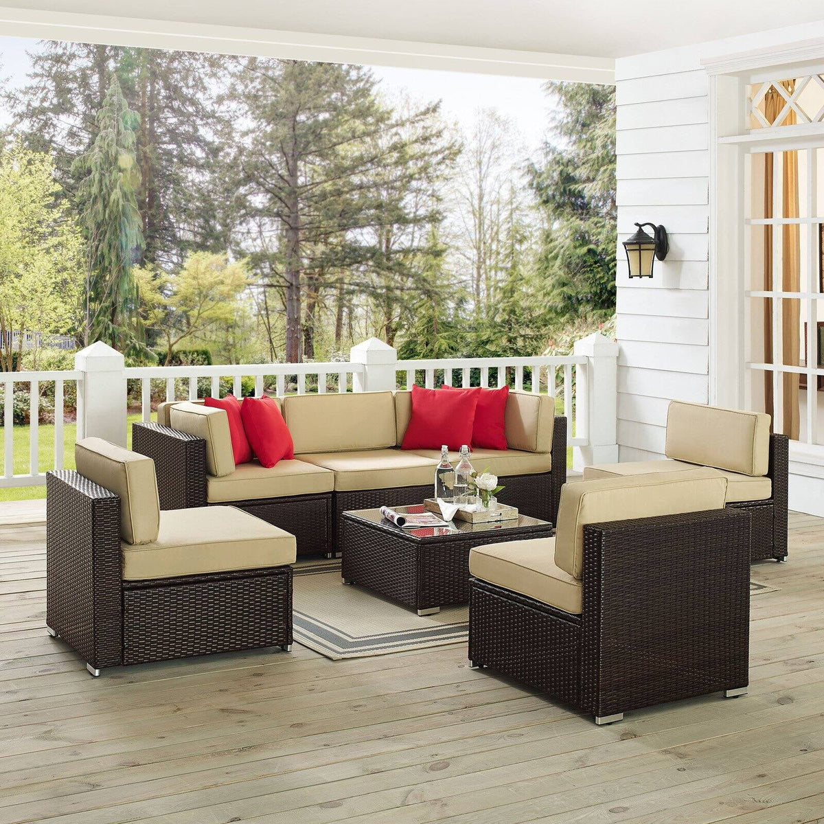 Brown 7 Piece Patio Sectional Set R350