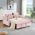 Pink Velvet Pull Out Sofa Bed N823439