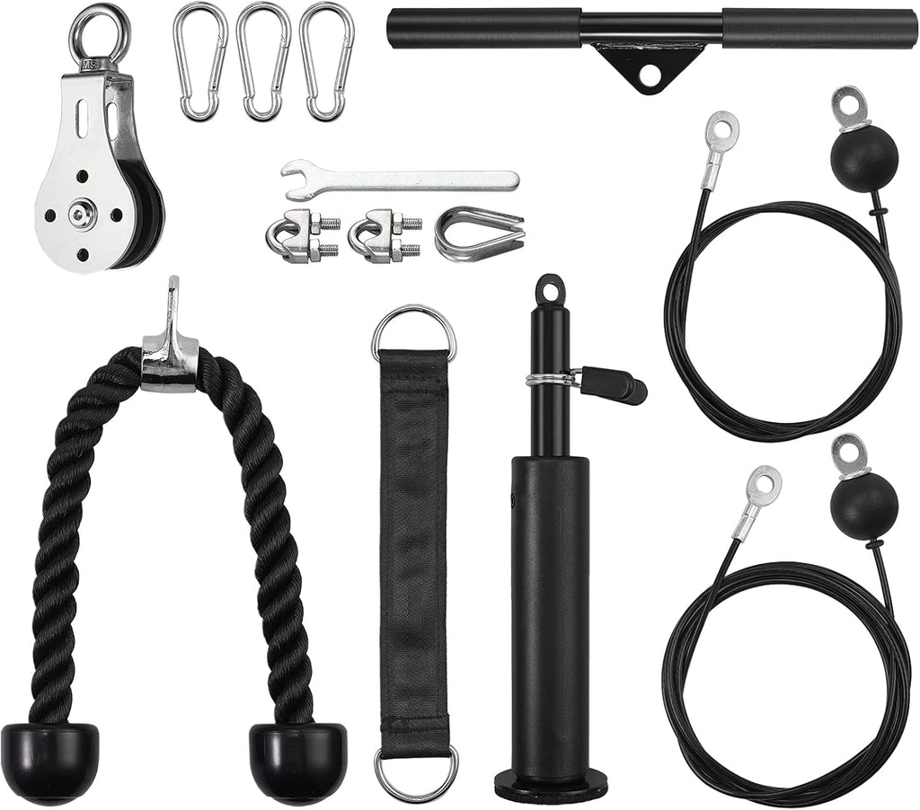 Fitness Pulley System with Tricep Rope, LAT Pull Down Bar L81642