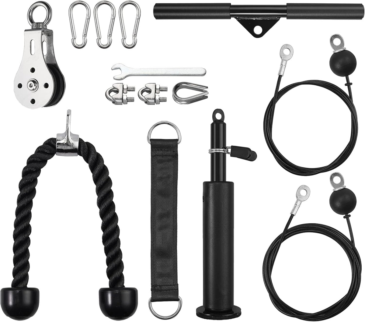 Fitness Pulley System with Tricep Rope, LAT Pull Down Bar L81642