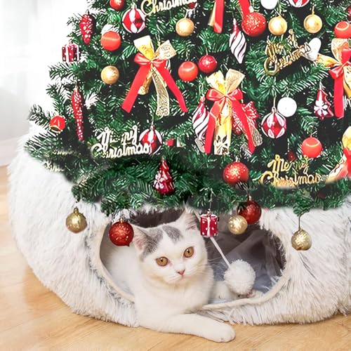 White Plush Collapsible Cat Dog Tunnel Bed G3142