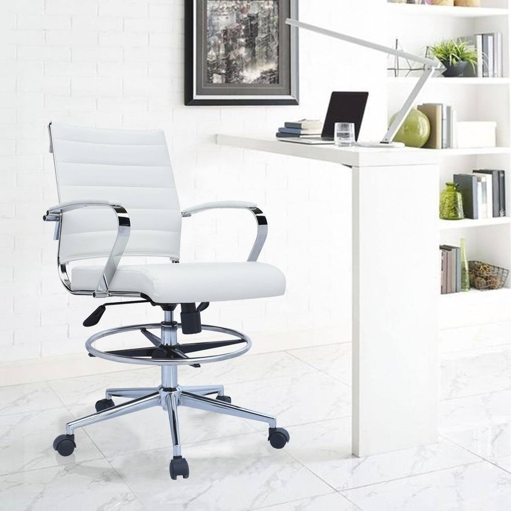 White Ergonomic Office Drafting Armchair S98010