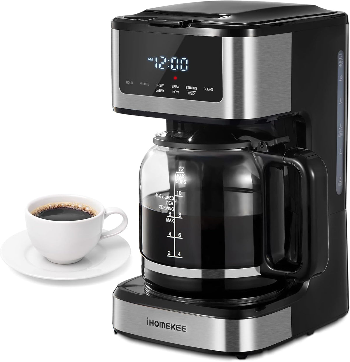 12 Cup Programmable Drip Coffee Maker with Iced Coffee Function O300495