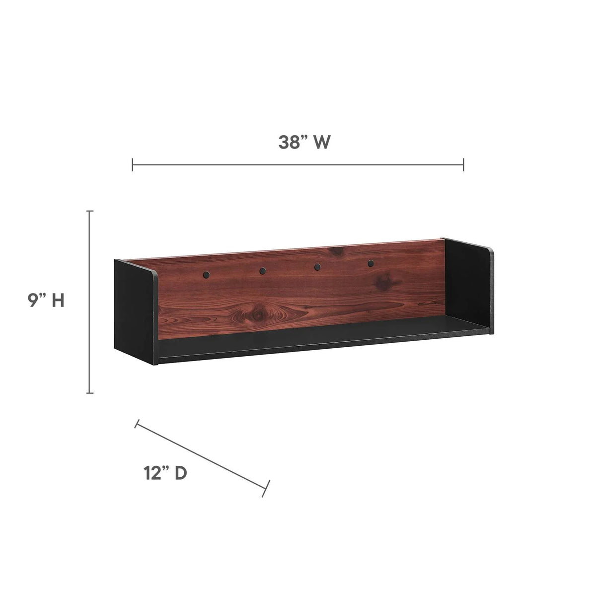38" Wall-Mount Office Desk with Cabinet and Shelf W45481