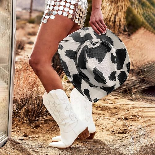 Cow Print Straw Cowboy Hat H727747