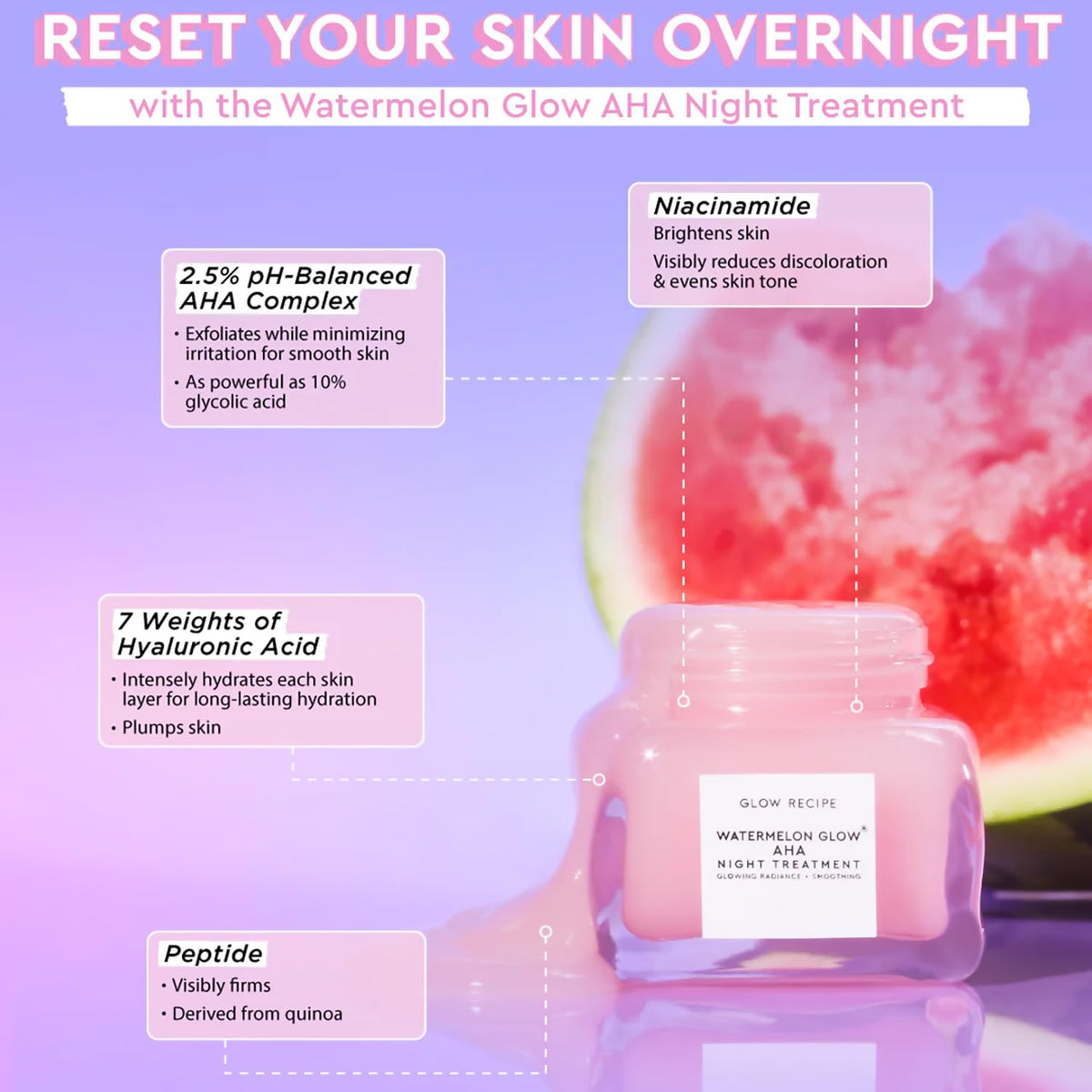 Watermelon PHA + BHA Facial Pore Toner (40 ml) + Niacinamide Dew Drops Brightening Serum (40 ml) + AHA Anti Aging Sleeping Mask (60 ml) X876304