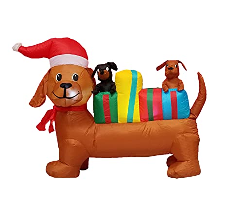 Lighted Christmas Inflatable Three Dogs Puppies with Multicolor Gift Boxes LED Lights Outdoor Lawn Decor H931810